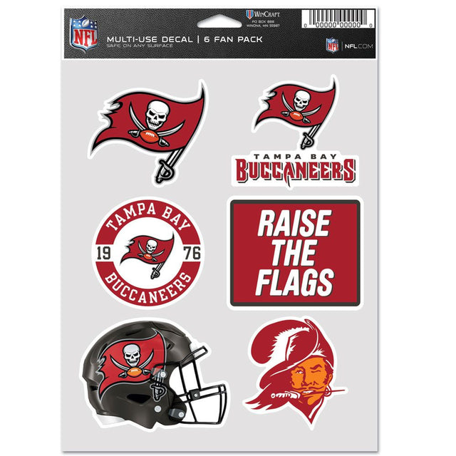 Calcomanía multiusos para fanáticos de los Tampa Bay Buccaneers, paquete de 6