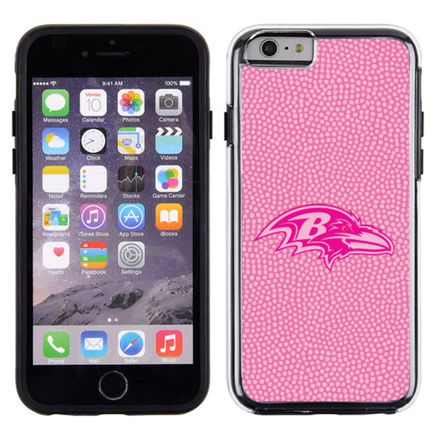 Funda para teléfono de los Baltimore Ravens con textura de grano de piedra y diseño de fútbol rosa para iPhone 6