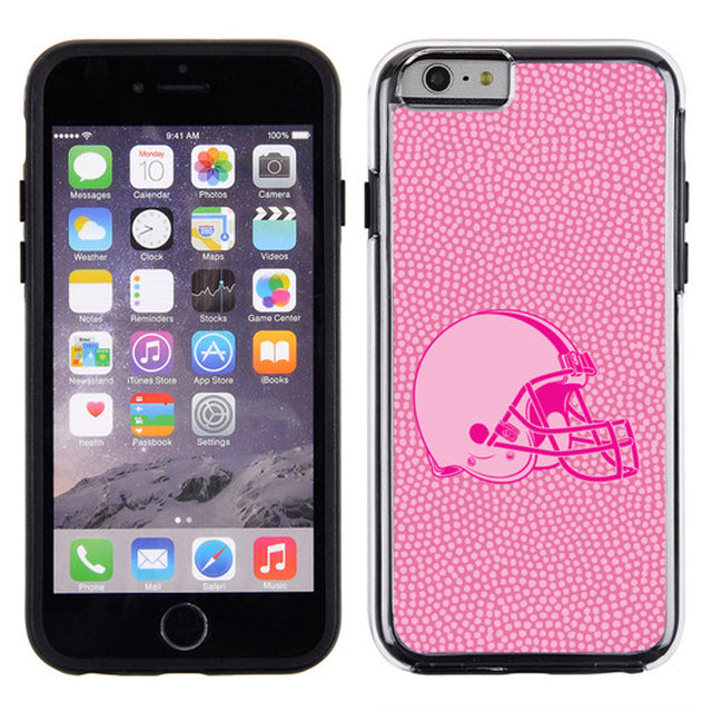 Funda para teléfono de los Cleveland Browns con textura de grano de piedra y diseño de fútbol rosa para iPhone 6