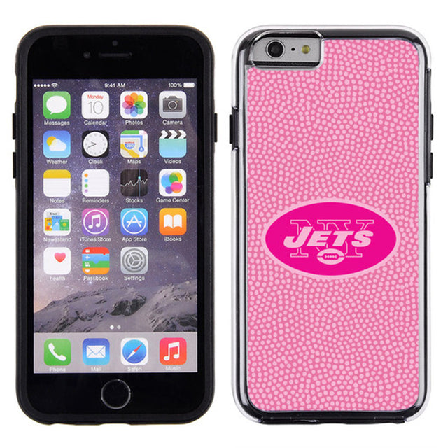 Funda para teléfono New York Jets con textura de grano de piedra y diseño de fútbol rosa para iPhone 6