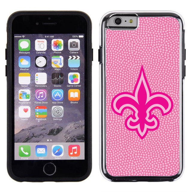 Funda para teléfono de los New Orleans Saints con textura de grano de piedra y diseño de fútbol rosa para iPhone 6