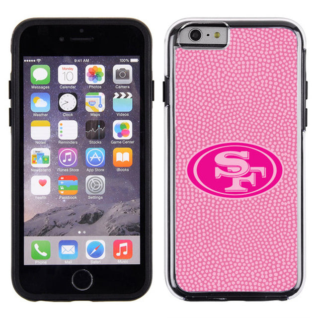 Funda para teléfono de los San Francisco 49ers con textura de grano de piedra y diseño de fútbol rosa para iPhone 6