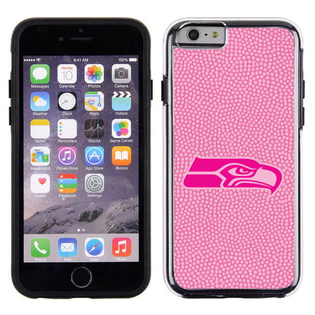 Funda para teléfono Seattle Seahawks con textura de grano de piedra y diseño de fútbol rosa para iPhone 6