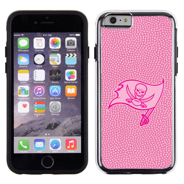 Funda para teléfono de los Tampa Bay Buccaneers con textura de grano de piedra y diseño de fútbol rosa para iPhone 6