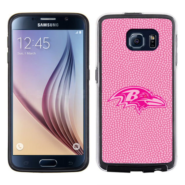 Funda para teléfono de los Baltimore Ravens con textura de grano de piedra y diseño de fútbol rosa para Samsung Galaxy S6 CO