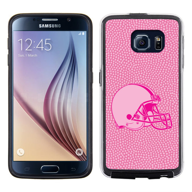 Funda para teléfono de los Cleveland Browns con textura de grano de piedra y diseño de fútbol rosa para Samsung Galaxy S6 CO