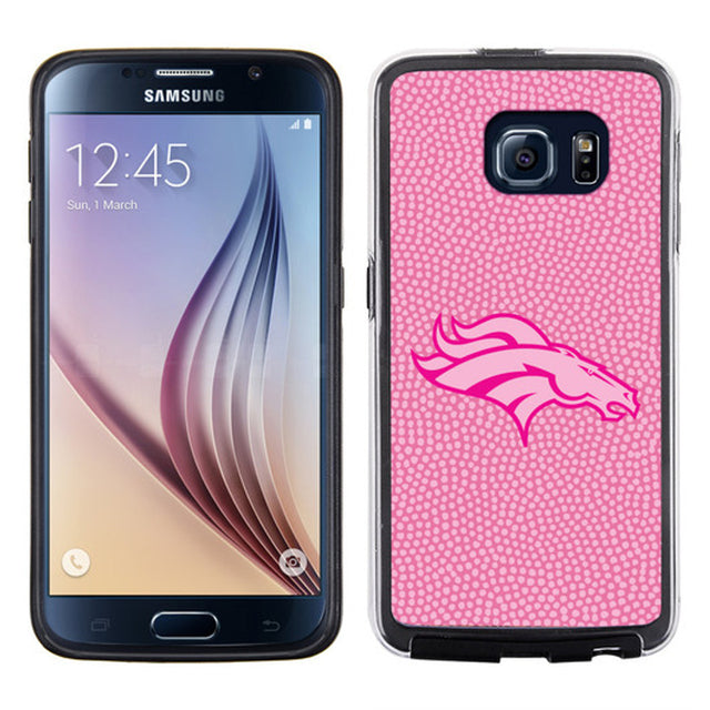 Funda para teléfono de los Denver Broncos con textura de grano de piedra y diseño de fútbol rosa para Samsung Galaxy S6 CO