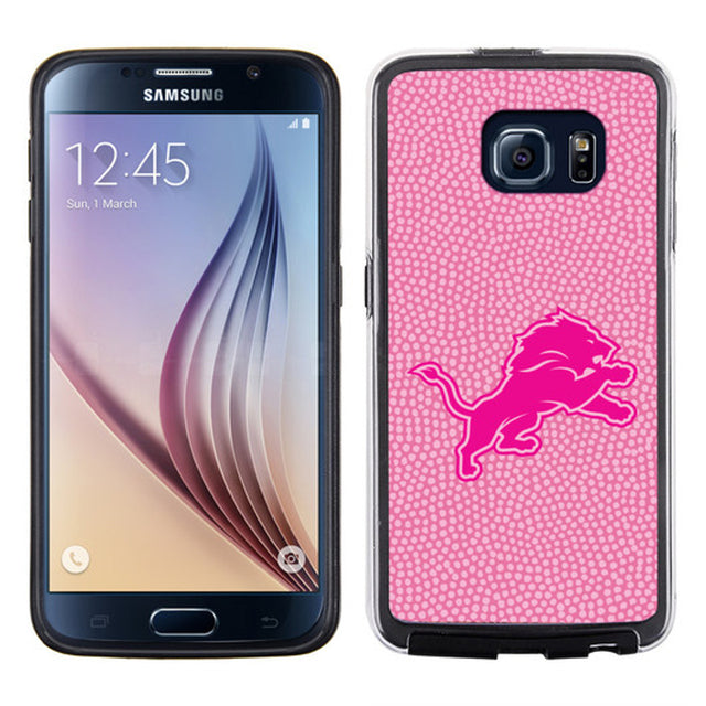 Funda para teléfono Detroit Lions con textura de grano de piedra y diseño de fútbol rosa para Samsung Galaxy S6 CO