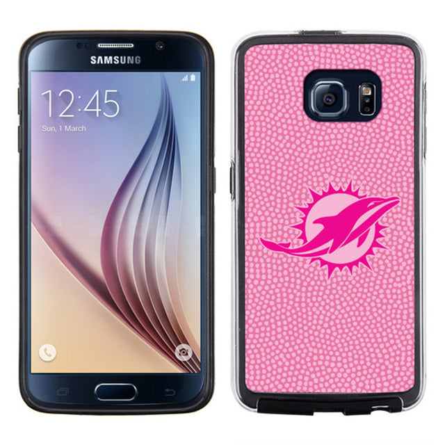 Funda para Samsung Galaxy S6 con textura granulada y diseño de fútbol rosa de los Miami Dolphins