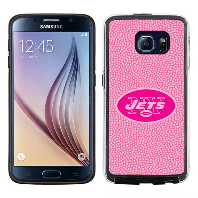 Funda para teléfono New York Jets con textura de grano de piedra y diseño de fútbol rosa para Samsung Galaxy S6 CO