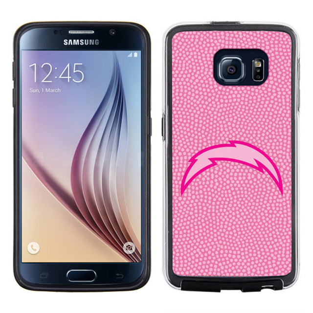 Funda para teléfono Los Angeles Chargers con textura de grano de piedra y fútbol rosa para Samsung Galaxy S6 CO