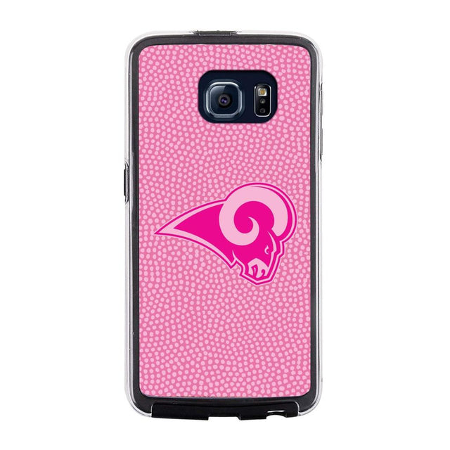 Funda para teléfono Los Angeles Rams con textura de grano de piedra y fútbol rosa para Samsung Galaxy S6 CO