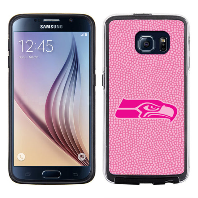 Funda para teléfono Seattle Seahawks con textura de grano de piedra y diseño de fútbol rosa para Samsung Galaxy S6 CO