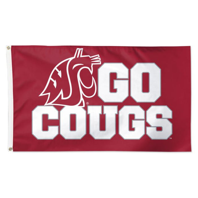 Bandera con lema de los Washington State Cougars: lujosa, 3 x 5 pies