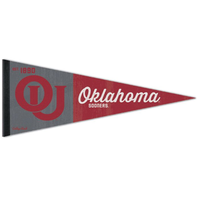 Banderín premium VINTAGE de los Oklahoma Sooners de 12" x 30"