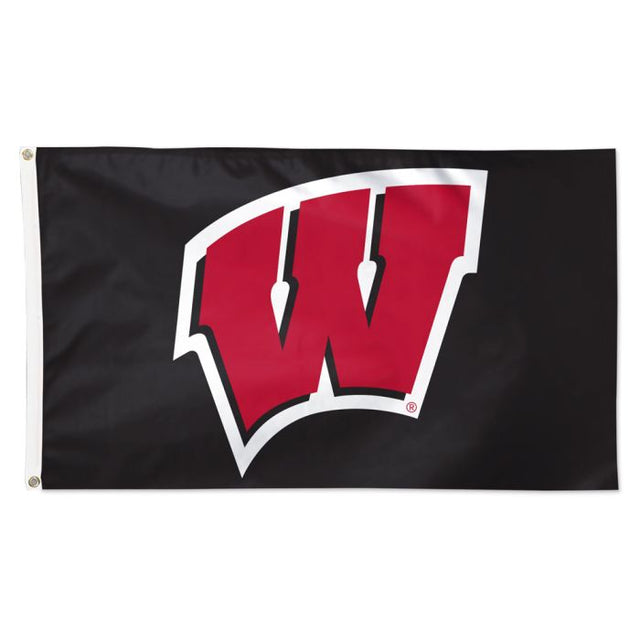 Bandera de los Wisconsin Badgers con fondo negro: Deluxe, 3' X 5'