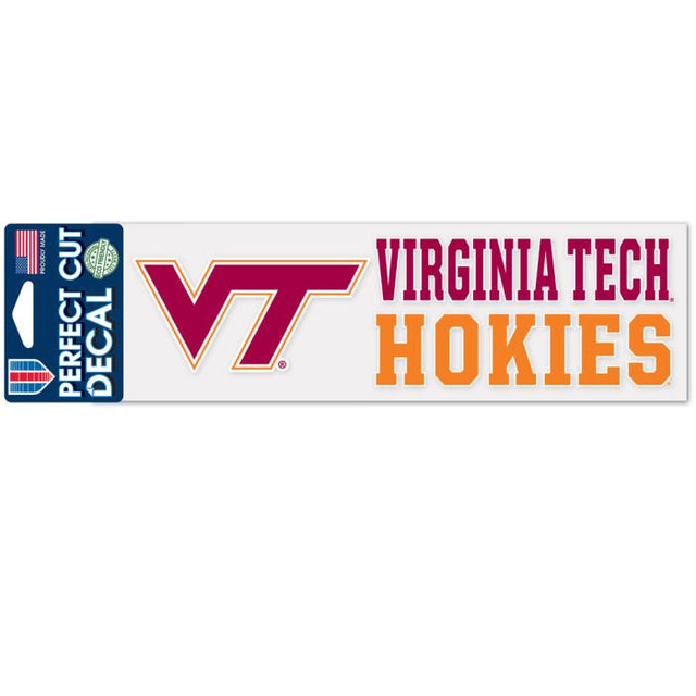 Calcomanías de corte perfecto con diseño apilado de Virginia Tech Hokies de 3" x 10"