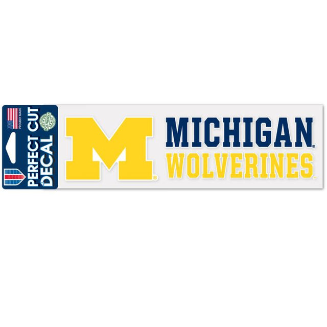 Calcomanías de corte perfecto con diseño apilado de los Wolverines de Michigan, 3" x 10"