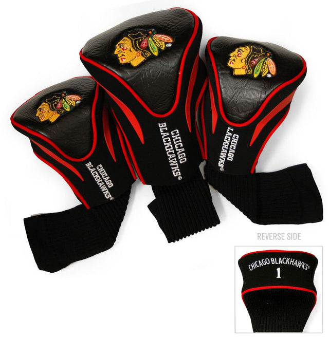 Juego de fundas para palos de golf Chicago Blackhawks de 3 piezas