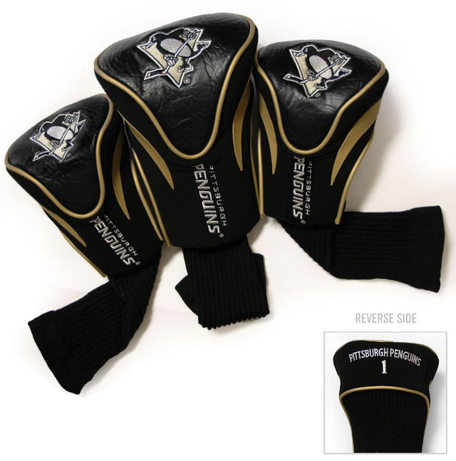 Juego de fundas para palos de golf Pittsburgh Penguins de 3 piezas