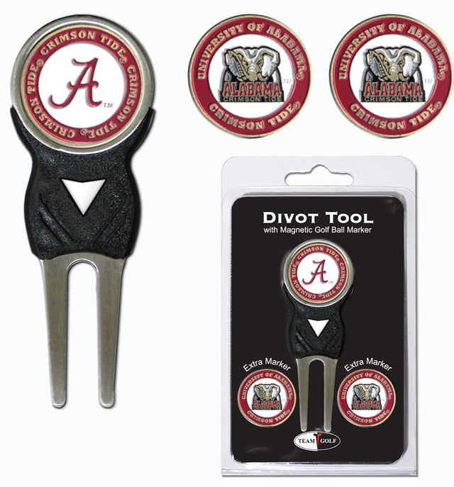 Herramienta para hacer hoyos de golf Alabama Crimson Tide con 3 marcadores