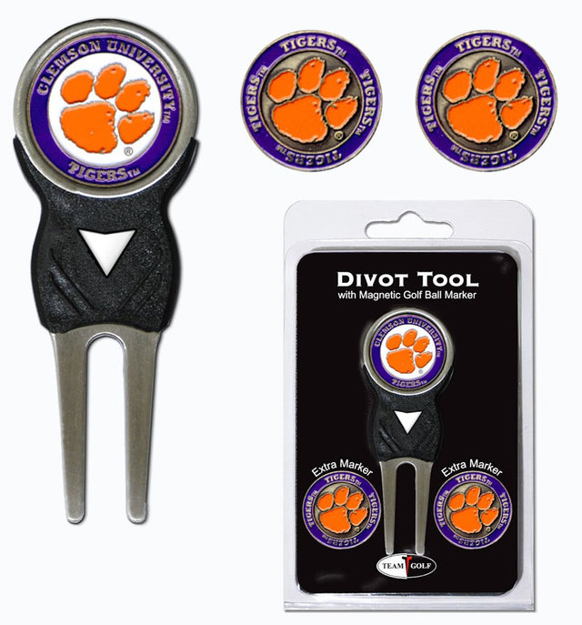 Herramienta para marcar hoyos de golf de Clemson Tigers con 3 marcadores