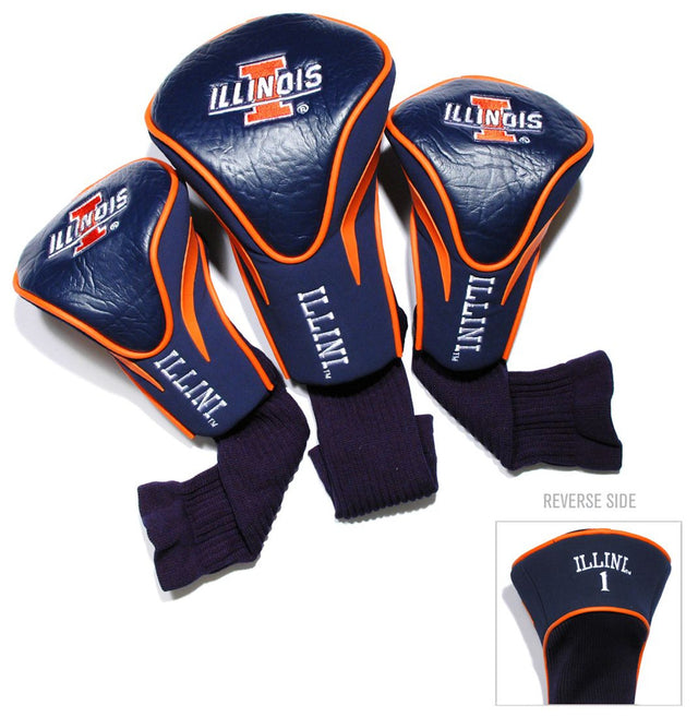 Illinois Fighting Illini Golf Club 3 Piece Contour Headcover Set