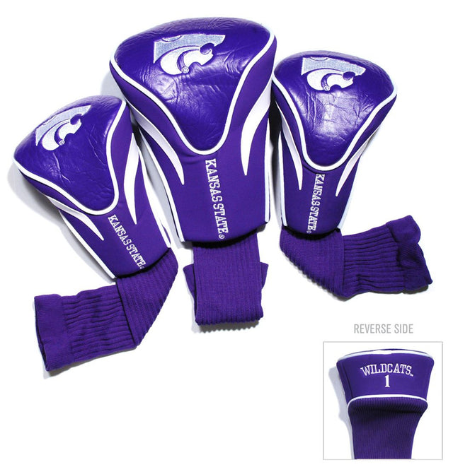 Juego de fundas para palos de golf Kansas State Wildcats de 3 piezas