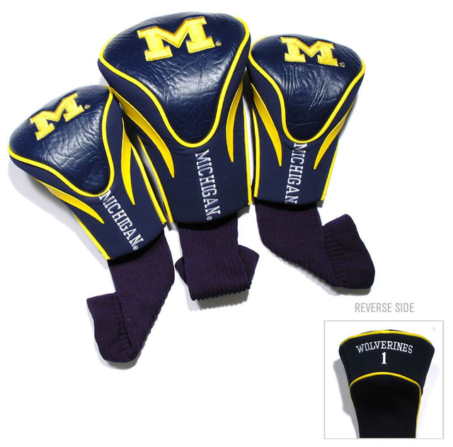 Juego de fundas para palos de golf de tres piezas de Michigan Wolverines Contour