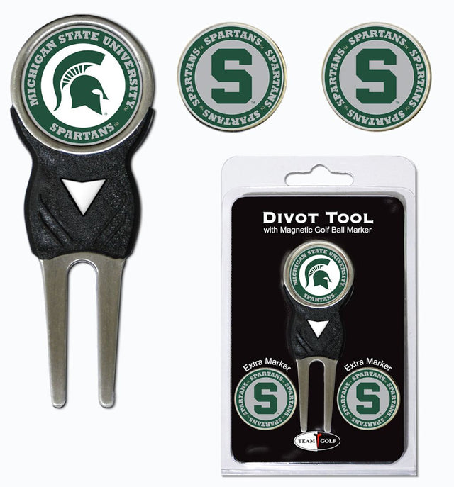 Herramienta para marcar hoyos de golf de los Spartans de Michigan State con 3 marcadores