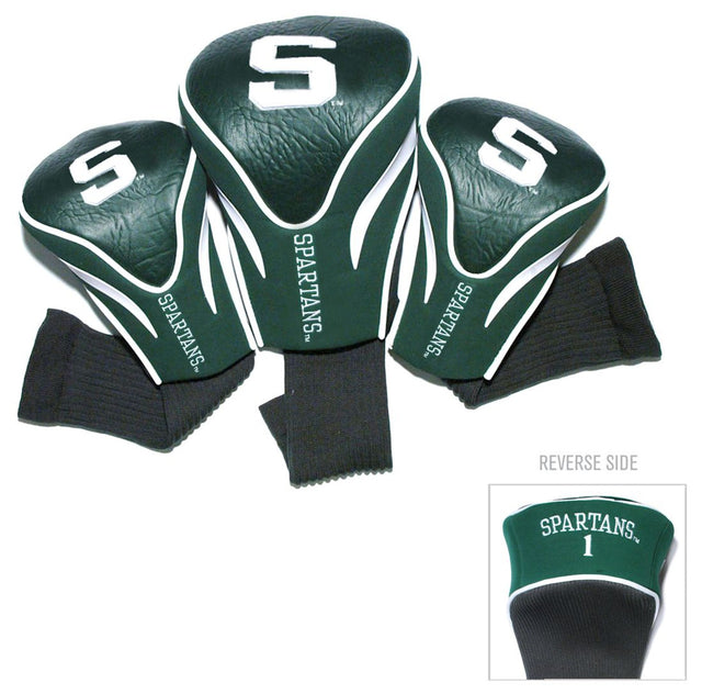 Juego de fundas para palos de golf de 3 piezas estilo contorno de los Spartans de Michigan State