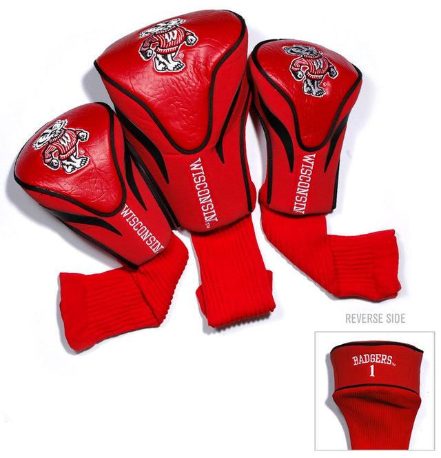 Juego de fundas para cabeza de palo de golf Wisconsin Badgers de 3 piezas