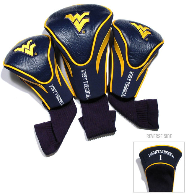 Juego de fundas para palos de golf de tres piezas de los Mountaineers de West Virginia