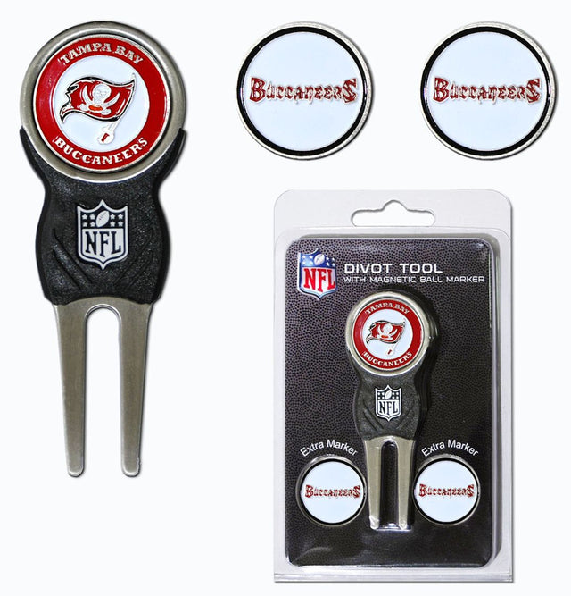 Tampa Bay Buccaneers Golf Divot Tool with 3 Markers