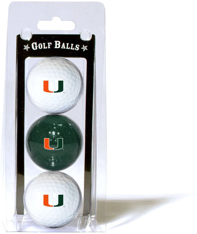 Paquete de 3 pelotas de golf de los Miami Hurricanes