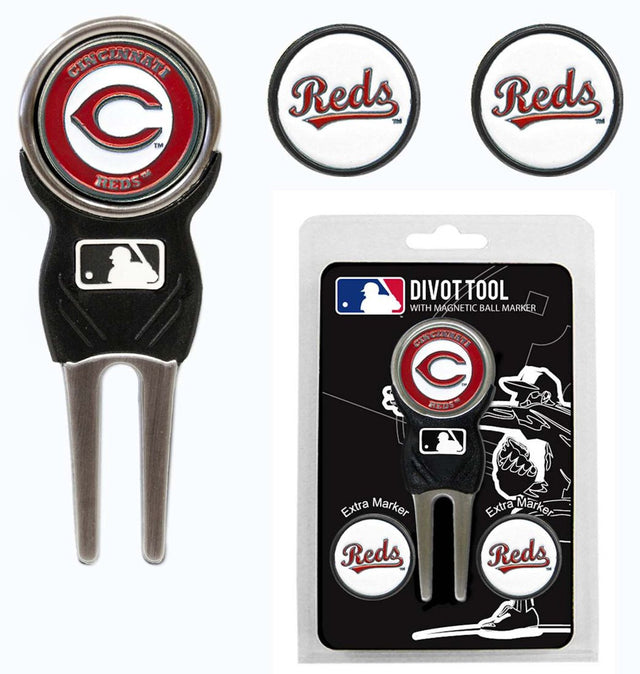 Cincinnati Reds Golf Divot Tool with 3 Markers