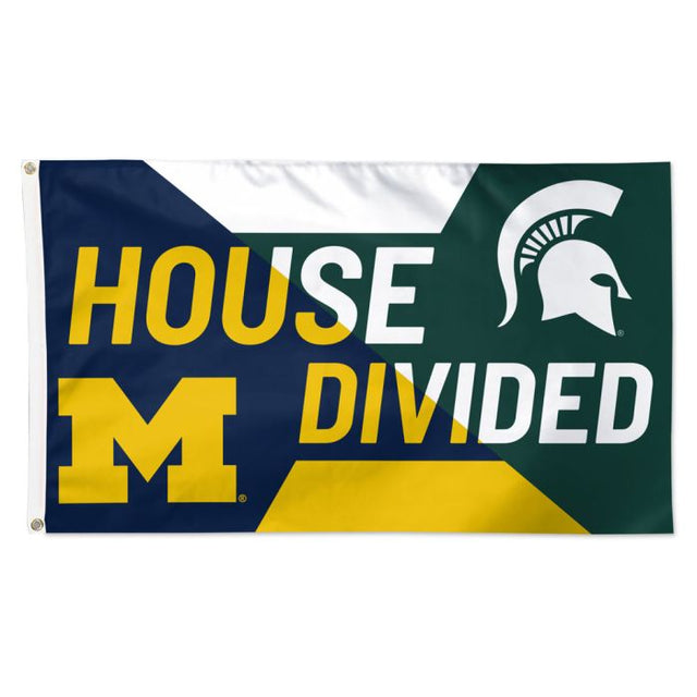 Bandera de los Michigan Wolverines/Michigan State Spartans: de lujo, 3 x 5 pies, con motivo de la rivalidad