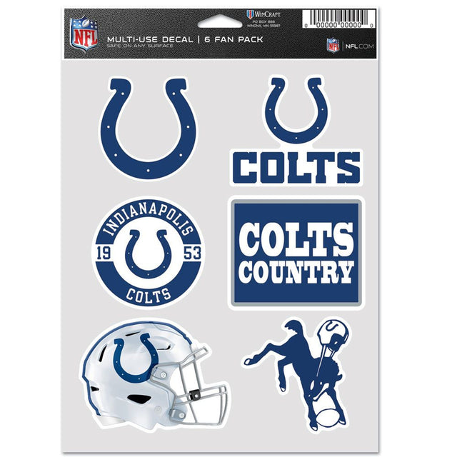 Calcomanías multiusos para fanáticos de los Indianapolis Colts, paquete de 6