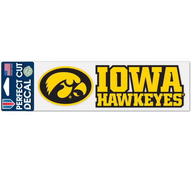 Calcomanías de corte perfecto con diseño apilado de Iowa Hawkeyes, 3" x 10"