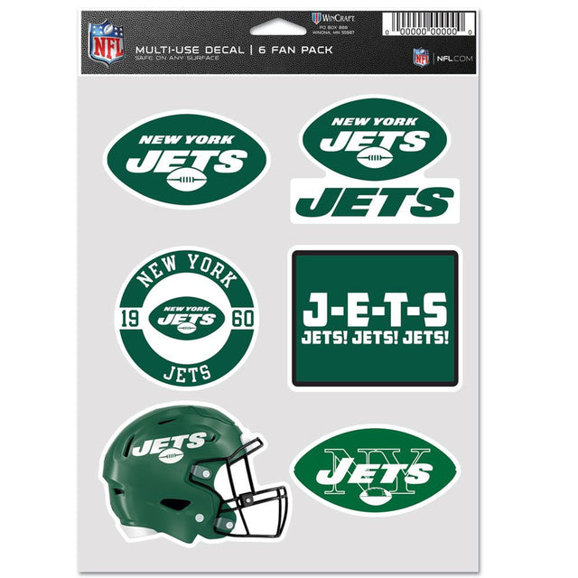 Calcomanías multiusos para fanáticos de los New York Jets, paquete de 6