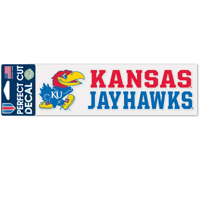 Calcomanías de corte perfecto con diseño apilado de los Kansas Jayhawks, 3" x 10"