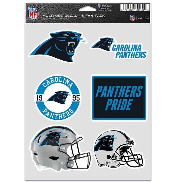 Paquete de 6 calcomanías multiusos para fanáticos de Carolina Panthers