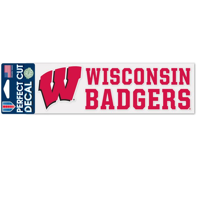 Calcomanías de corte perfecto con diseño apilado de Wisconsin Badgers de 3" x 10"