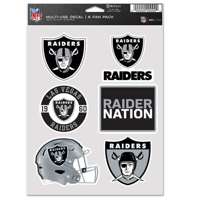 Calcomanías multiusos para fanáticos de Los Vegas Raiders, paquete de 6