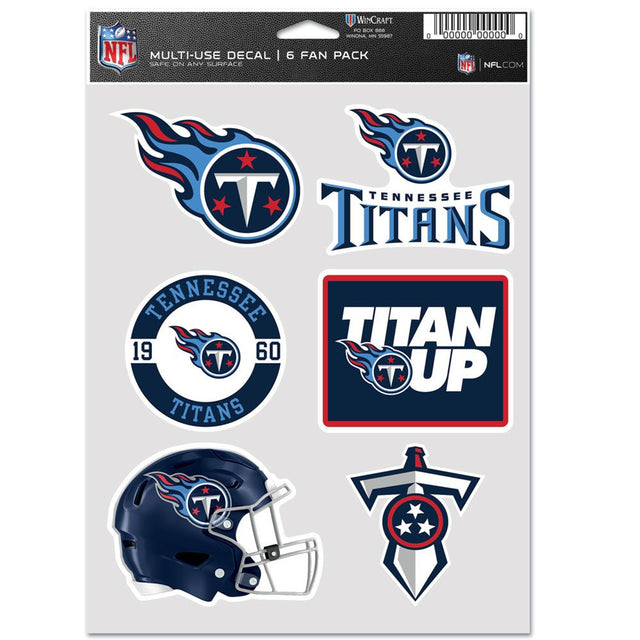 Paquete de 6 calcomanías multiusos para fanáticos de Tennessee Titans