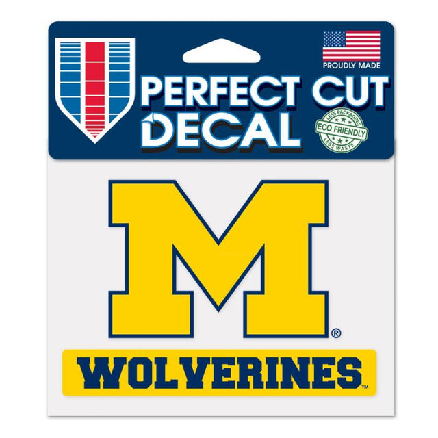 Calcomanía de color de corte perfecto de los Wolverines de Michigan Wolverines de 4,5" x 5,75"