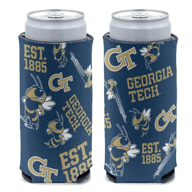 Georgia Tech Yellow Jackets SCATTERPRINT 12 oz Slim Can Cooler