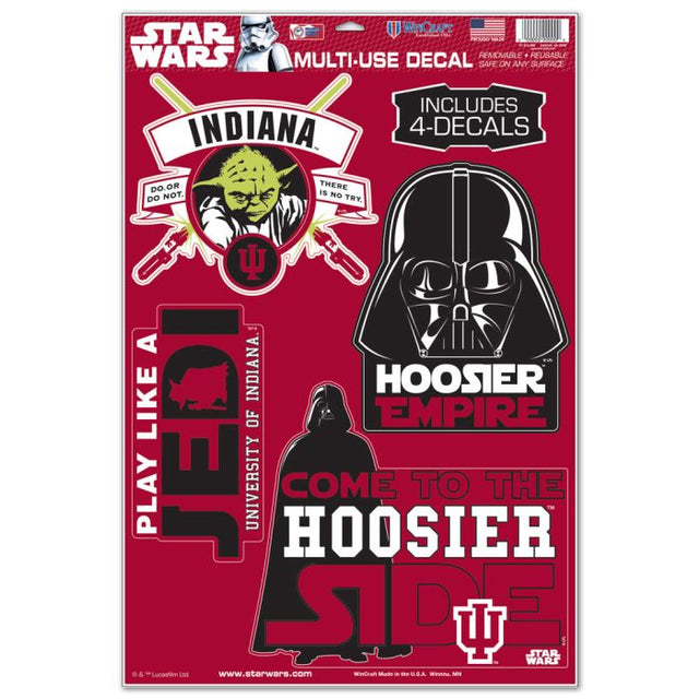 Calcomanía multiusos de Yoda y Darth Vader de Star Wars de Indiana Hoosiers, 11" x 17"