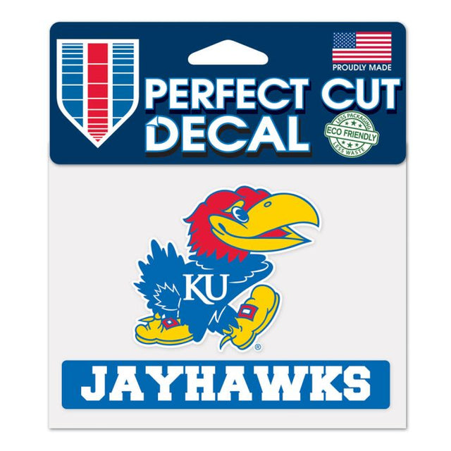 Calcomanía de color de corte perfecto de los Jayhawks de Kansas Jayhawks, 4,5" x 5,75"