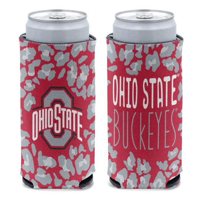 Enfriador de latas delgado de 12 oz LEOPARD de Ohio State Buckeyes